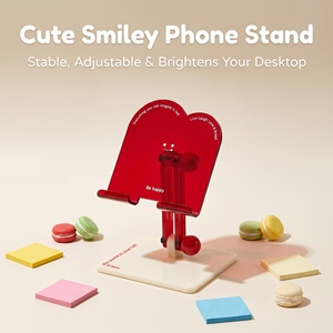 Low MOQ Acrylic Phone Stand Custom Printing Smiley Universal Adjustable Anti-slip Base Mini Pad Stand for Home &amp; Office - Product Image 2