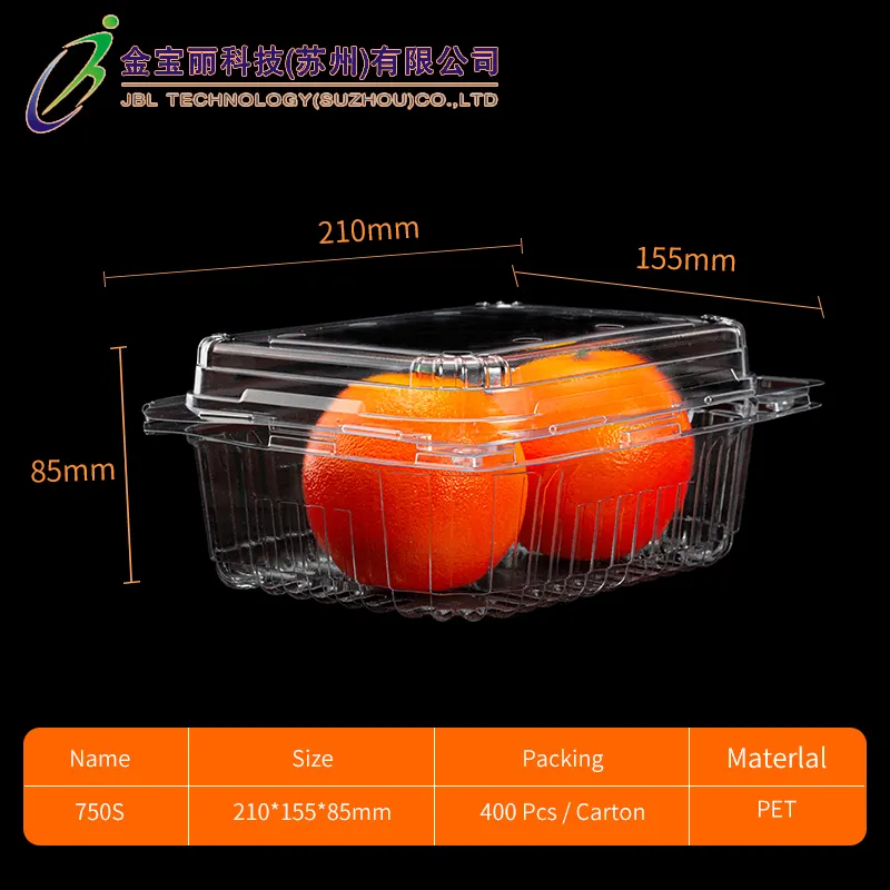 Custom Clear Transparent Food Container PET Disposable Plastic Clamshell Vegetable Fruit Packaging Box For Grape Lychee Cherry
