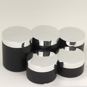 Pots de crème Pot de gommage corporel vide 100ml 120ml 150ml 200ml 250ml Couvercle argenté doré brillant Récipient cosmétique en plastique PET noir - Product Image 2