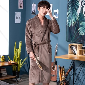 M-XXL 秋冬情侣花卉图案保暖柔软长袖男士天鹅绒睡衣女士浴袍 - Product Image 2