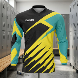 Maillot de motocross personnalisé, chemise de course MX sur mesure, vêtements de moto tout-terrain, impression par sublimation jaune, turquoise, noir, séchage rapide, course - Product Image 3