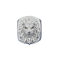 Bague Lion Glaçé Style Punk en Argent Sterling 925 Plaqué Or avec Moissanite VVS Certifiée GRA – Cadeau Homme, Bijou Hip Hop Animal Personnalisé