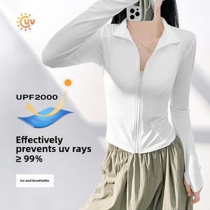 Juyitang Veste de fitness respirante en spandex pour femme <span class=keywords><strong>Manteau</strong></span> de sport d'extérieur avec logo avant pour le yoga recyclable - Product Image 2