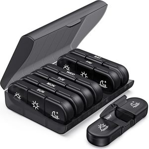 Boîte à pilules portable mini 7 jours en plastique PP, petite boîte à médicaments de poche avec impression de logo, boîte de rangement métallique, vente en gros - Product Image 1