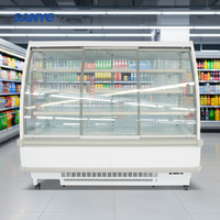 Vitrine réfrigérée multi-étagères semi-haute à porte vitrée réglable pour supermarché, pour boissons gazeuses et fruits, avec 4 étagères