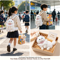 Sac à dos en peluche motif chat Kawaii avec son couinement, sangle réglable douce, idéal pour filles, école, voyage, cadeau