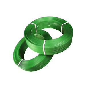 Sangle en <span class=keywords><strong>PET</strong></span> gaufrée verte, épaisseur personnalisée, prix de gros, emballage manuel, biodégradable, certifiée ISO9001, résistance à la traction 50kg-270kg - Product Image 1