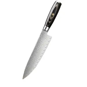 Coltello da cucina professionale coltello damasco 7 pollici 67 strati con manico Pakkawood