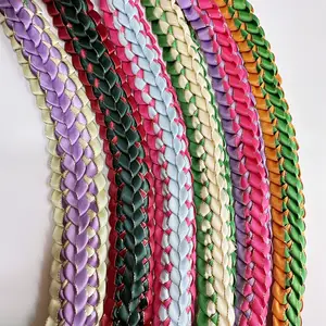 Hawaiian Silk Flower Graduation Lei 1.2M 47.3inch Luau Party Hula Wedding GraduationArtificial 3 Color Ribbon Lei