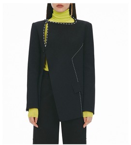 女性用スーツジャケット女性用ブラックスーツ2024年秋フォーマルオフィス無地 - Product Image 1