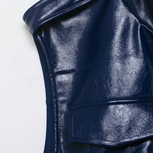 Veste <span class=keywords><strong>en</strong></span> similicuir pour <span class=keywords><strong>femme</strong></span> ZATRHMBM, collection printemps/automne 2026, nouvelle mode, col montant rétro, sans manches - Product Image 3