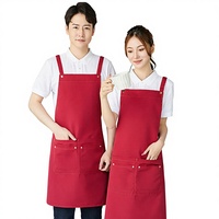 Tablier sans manches en toile imperméable pour serveur de restaurant, vêtements de travail avec logo imprimé, plusieurs poches, grande taille, vente en gros transfrontalière