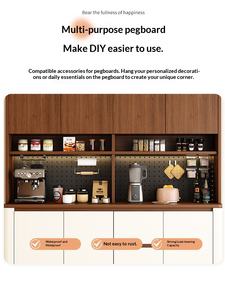 Armoire de rangement multifonctionnelle pour salon et cuisine, style ancien moyen, 3 tiroirs, panneaux de particules, porte-vin, meubles de maison - Product Image 4