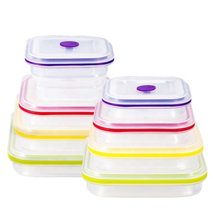 Wholesale <strong>Collapsible</strong> 1200ml Microwave Silicone Lunch Box <strong>Food</strong> <strong>Storage</strong> Lid Safe Silicone Foldable <strong>Container</strong> - Product Image 3