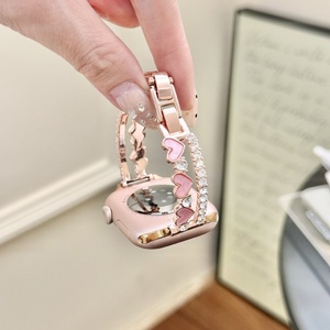 Upro Korean style Heart-Shaped Diamond Shinny Metal <b>Watch</b> Strap for apple <b>Watch</b> 40mm 41mm 42mm 45mm Luxury <b>Watch</b> Bracelet - Product Image 6