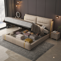 Meubles de chambre à coucher modernes et luxueux en bois, lits rembourrés, lit double super king size avec tiroirs de rangement
