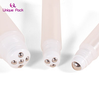 Récipient cosmétique vide pour cosmétiques, boule métallique 10 15 ml, rouleau sur tube en plastique rose pour crème pour les yeux, 10 pièces