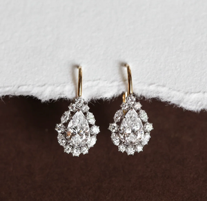 Boucles d'oreilles pendantes personnalisées en or massif 10K 14K 18K avec pierres de 1CT 2CT taille poire, cultivées en laboratoire CVD/HPHT, certifiées IGI DE VVS-VS, bijoux de luxe, cadeau - Product Image 3