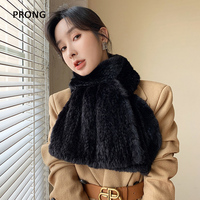 Écharpe de luxe tricotée en fourrure véritable pour l'hiver, style long, chauffe-cou, 20 cm, design personnalisable, pour hommes et femmes, 180 cm, motif uni noir