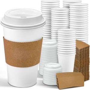 Gobelets en papier à double paroi pour café chaud, imprimés sur mesure, biodégradables, PLA, vente en gros, 8 à 12 oz, avec couvercle - Product Image 1