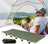 Lit de camping pliable compact, léger et portable, taille simple, lit d'extérieur en tissu Oxford 600D, lit de camp