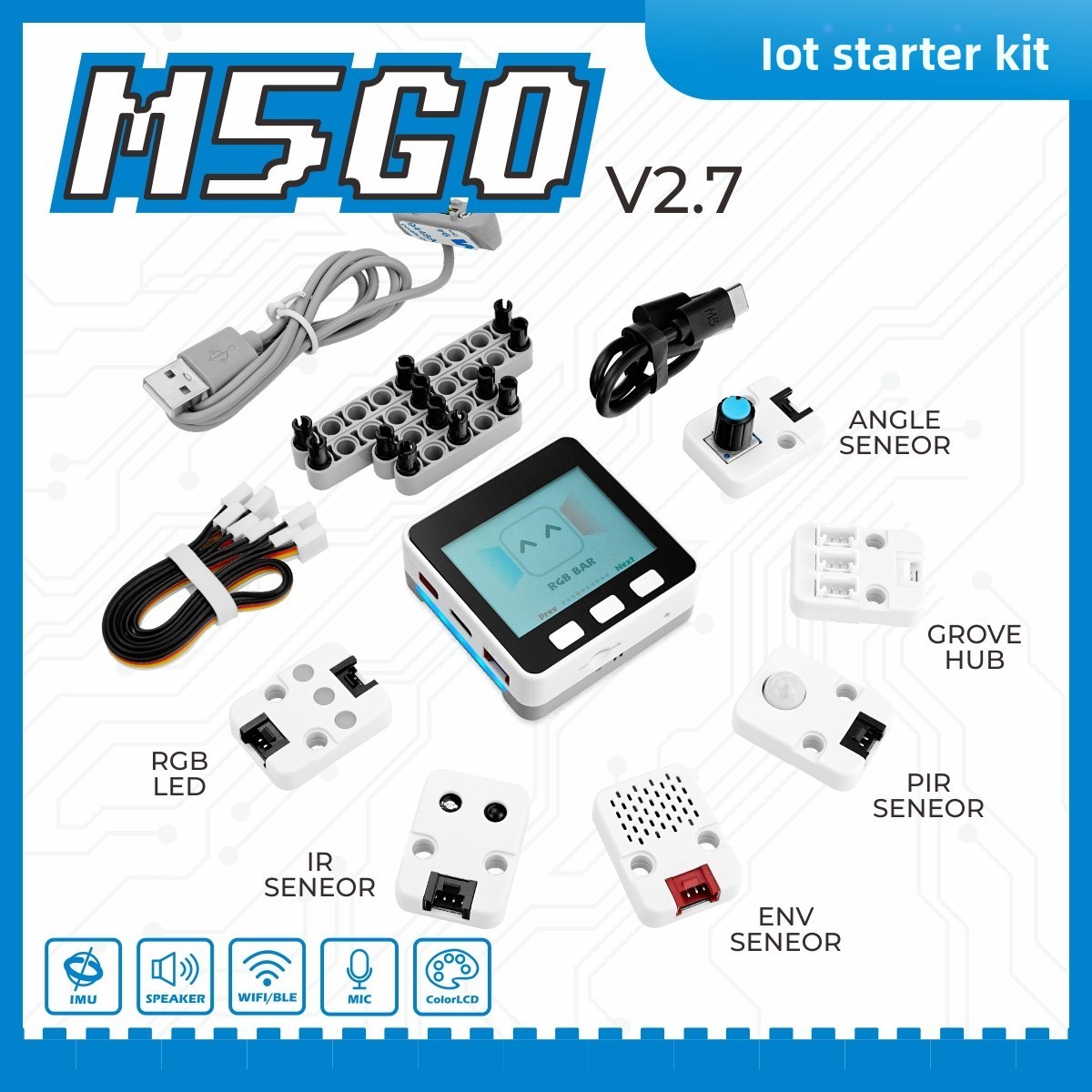 Official M5Stack M5GO IoT Starter Kit V2.7 with WiFi/BLE and RGB 
