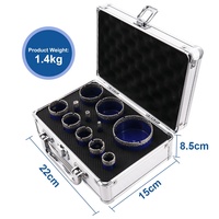 Jeu de 11 forets diamantés brasés sous vide pour utilisation à sec, 6-65 mm, avec queue triangulaire, scies cloches diamantées, coupe-trous pour porcelaine