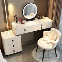 Nouvelle Arrivée Coiffeuse avec Miroir et Tiroirs, Table de Maquillage à Prix Abordable avec Miroir LED et Tabouret