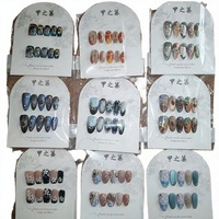 JIAZHIMU Faux Ongles Papillon Faits Main en ABS Couverture Complète, Pointes d'Ongles à Presser Moyennes pour Application sur les Doigts