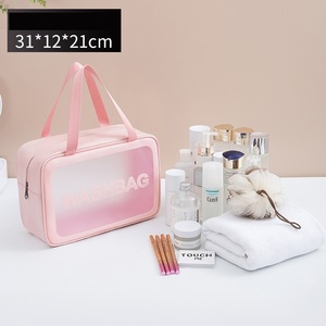Sac de voyage pour femmes en PU, sac de rangement pour cosmétiques, organiseur de maquillage de voyage, sacs de toilette imperméables, étuis à cosmétiques transparents - Product Image 6
