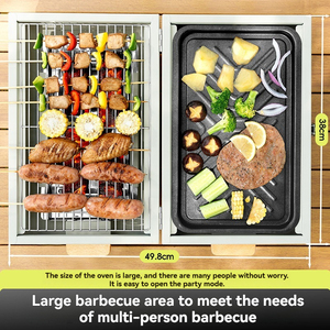 无烟紧凑型双用可折叠便携式户外烧烤木炭炉，适合家庭庭院聚会 - Product Image 5