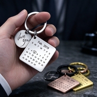 Porte-clés pendentif calendrier en acier inoxydable vierge, marqueur de date de naissance de bébé, breloque souvenir nouveau-né, cadeau, production en gros pour atelier