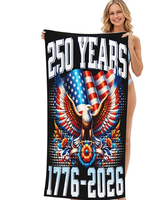 Serviette de plage commémorative America 250, 1776-2026, motif drapeau patriotique du Jour de l'Indépendance, grande taille, séchage rapide