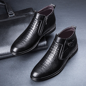 Factory Wholesale High Quality Winter Genuine Leather Shoes for <strong>Men</strong> <strong>Black</strong> <strong>Boots</strong> Ankle <strong>Boots</strong> - Product Image 5