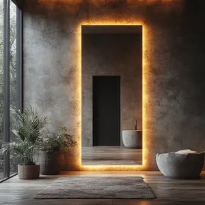 Büyük tam uzunlukta akıllı ayna ile LED ışık ayarlanabilir anti-sis kuaför banyo aynası doğum günü ve düğün için
