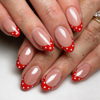 Faux ongles courts de haute qualité, style français, forme ovale classique, motif imprimé, en ABS, à presser