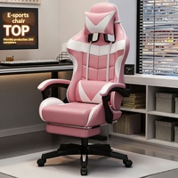 Chaise de bureau gaming en cuir ergonomique pivotante à 360° avec vérin à gaz 4 positions, cadre en acier inoxydable, pour chambre et streaming