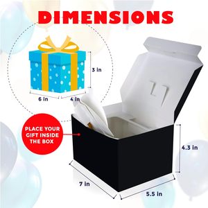 Caja <span class=keywords><strong>de</strong></span> Regalo Sorpresa con Kit <span class=keywords><strong>de</strong></span> Confeti Explosivo (Negro Premium) Feliz <span class=keywords><strong>Cumpleaños</strong></span>, Broma con Confeti que Salta 7.2x5.5x4.3 Pulgadas - Product Image 5