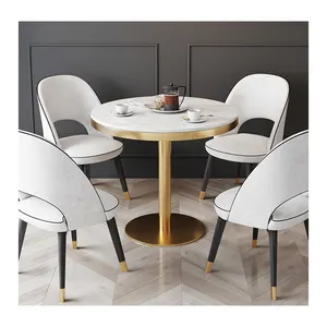 Hendry Nhà Máy Tùy Chỉnh Eetkamerstoelen Hiện Đại Mesa De Centro Bàn Một Máng Tròn Marble Bàn Ăn Set