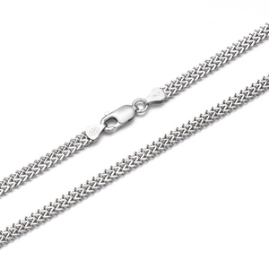 925er Sterlingsilber Schmuck Weißgold Platin Beschichtetes Silber 4mm Kubanische Italienische Quadratische Doppel-Franco-Gliederkette für Herren und Damen - Product Image 1