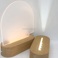 Bois de hêtre LED veilleuse Base en bois ovale rectangulaire 3D Illusion Noël Mini ABS pour la maison Table cadeau de noël veilleuse