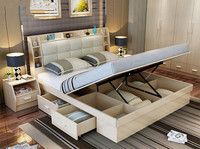 AILICHEN Doppelbett mit pneumatischer High-Box-Aufbewahrung Einfache und moderne Schubladen-Aufbewahrung platte