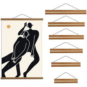 Teak Pine Wood Magnetic Painting <b>Frame</b> for Photo or <b>Canvas</b> Poster <b>Frame</b> Art Hanger for Festival Room Decoration - Product Image 1