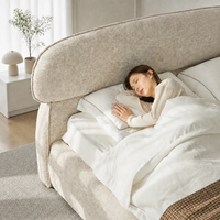Ensemble de meubles de chambre à coucher de style européen au design moderne : lit king-size de luxe, lit king-size moderne avec lit double rembourré