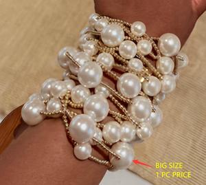 Kaimei 2026 joyería de moda 1 pieza mujeres grandes pulsera de perlas gruesas mujeres Triangular Chubby bolas de oro mujeres brazaletes de perlas con cuentas - Product Image 6