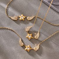 Collier pendentif étoile en zircon minimaliste tendance de luxe, chaîne en acier inoxydable style bambou, pour femme, usage quotidien, vente en gros