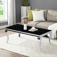 Table basse latérale Design noir Salon moderne Rectangle personnalisé en fibre de verre ruban Table basse en acier inoxydable