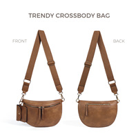 Sac bandoulière en cuir PU pour femme, sac banane décontracté, grand sac à bandoulière avec pochette à monnaie, sac ceinture réglable pour usage quotidien