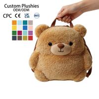 Sac à dos en peluche ours avec cordon de serrage, couleur personnalisée, OEM ODM, sac à dos pour tout-petits, sac à main animal en peluche, jouet sûr pour enfants