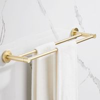 Porte-serviettes mural moderne en laiton massif brossé doré, étagère à serviettes double couche, accessoires de salle de bain de luxe, organisateur